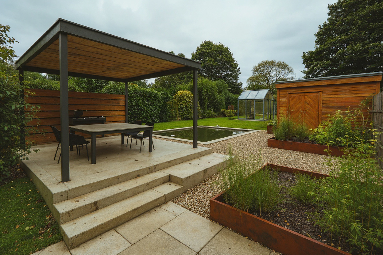 Steel pergola, minimal
