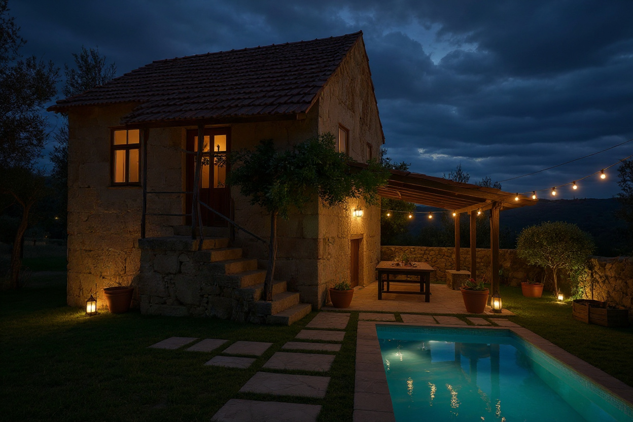 At night